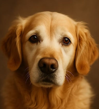 Golden retriever's face with soft eyes