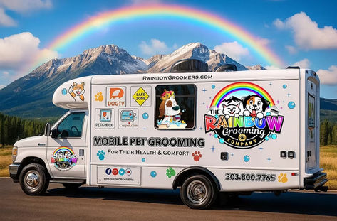 Mobile Pet Grooming van for The Rainbow Grooming Company