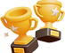 Two golden trophies with stars