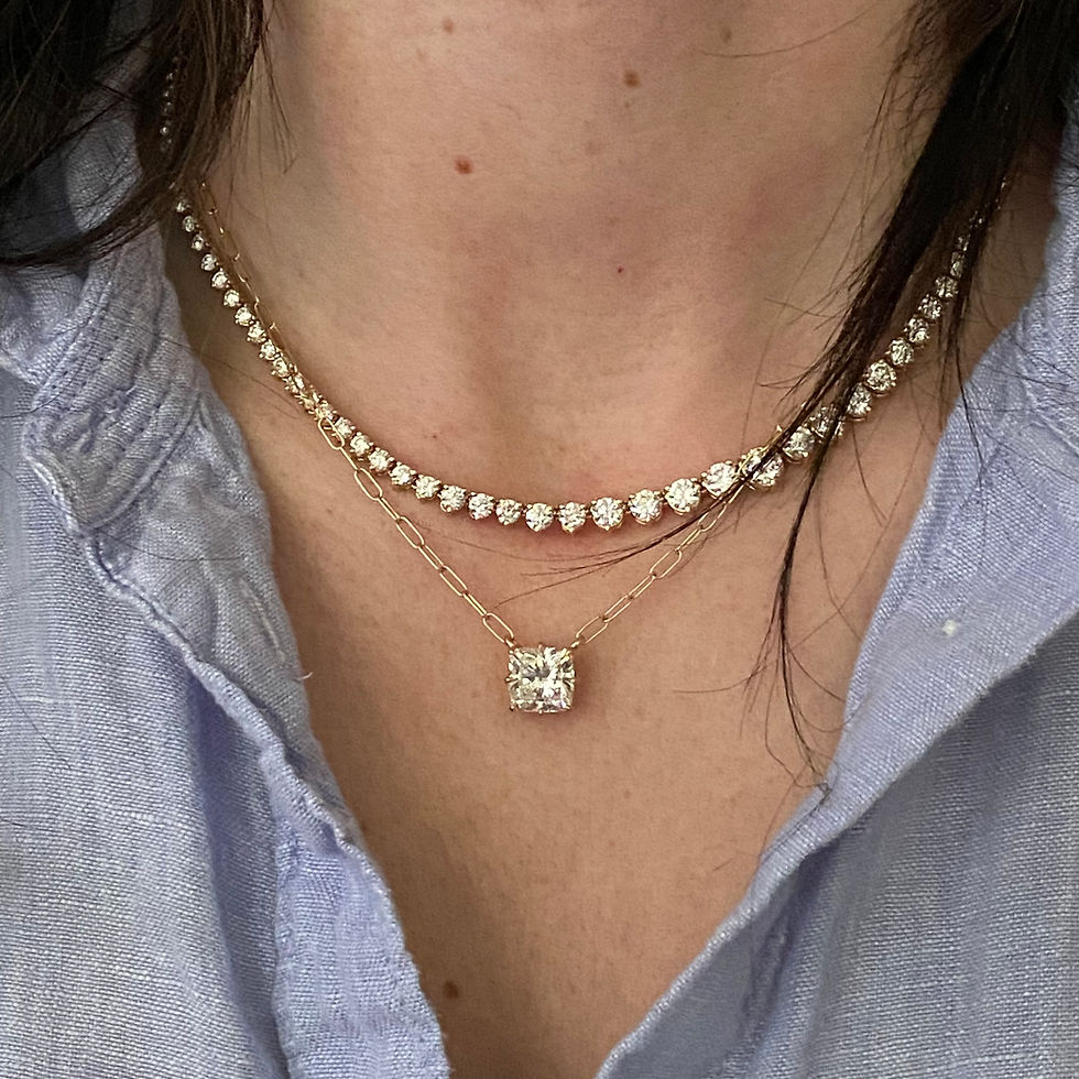 beautiful woman's neck with diamond necklaces