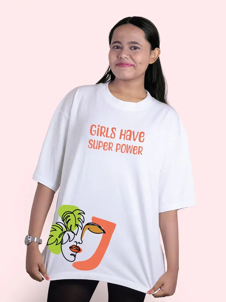 Thumbnail: Girls Have Super Power Women Oversized T-Shirt