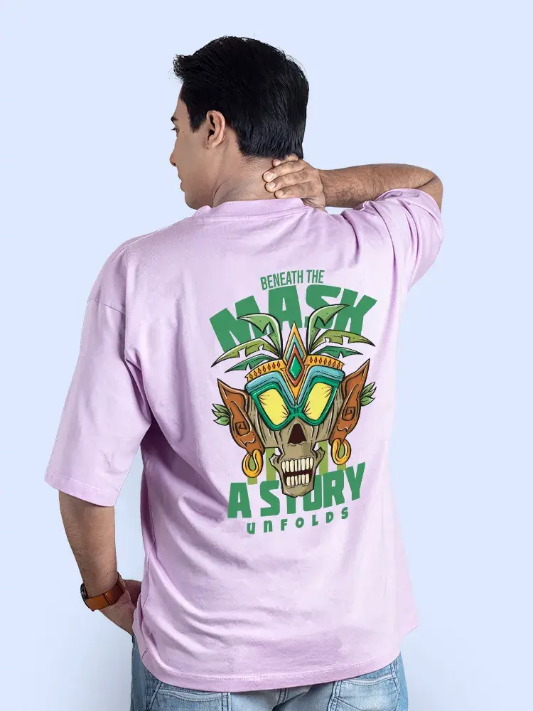 Thumbnail: Beneath The Mask a Story Unfolds Men Oversized T-Shirt