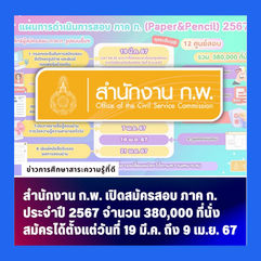 ก.พ. เปิดสมัครสอบภาค ก. 