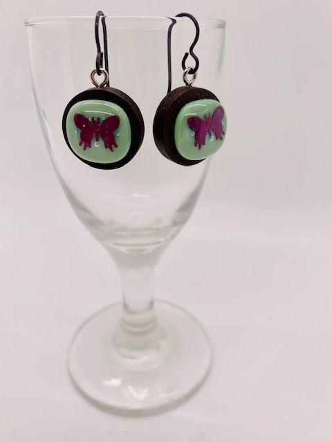 Thumbnail: Green Butterfly Earrings