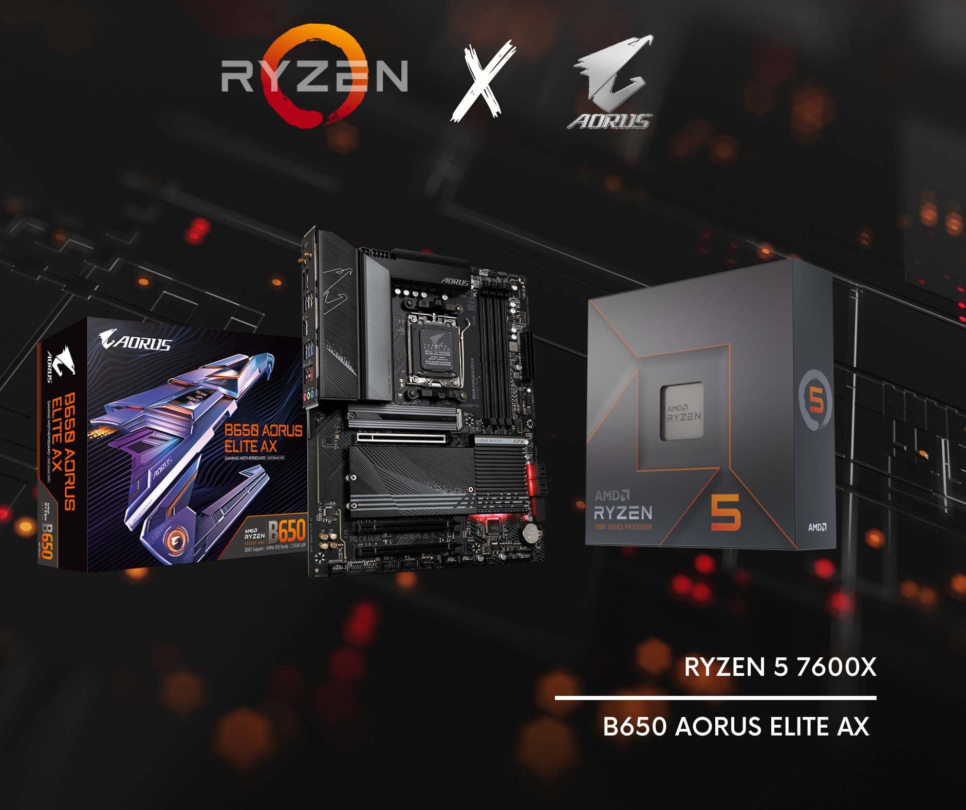 AMD Motherboard and Processor Bundle (Ryzen 5 7600X and B650 Aorus Elite AX)
