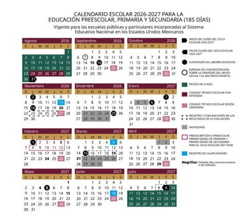 SEP presenta propuesta de calendario escolar 2026-2027; clases iniciarían el 31 de agosto