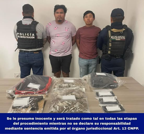 José Jonatan "N", alias "Primo", y Gael Emiliano "N", alias "El Osiris o El Cruz", presuntos implicados en delitos Contra la Salud y en Violación a la Ley Federal de Armas de Fuego y Explosivos.