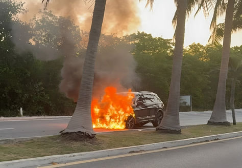 "Aparatoso accidente provoca incendio en pleno corazón turístico de Cancún"