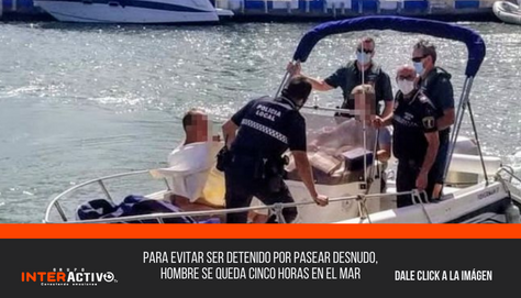 Para evitar ser detenido por pasear desnudo, hombre se queda cinco horas en el mar