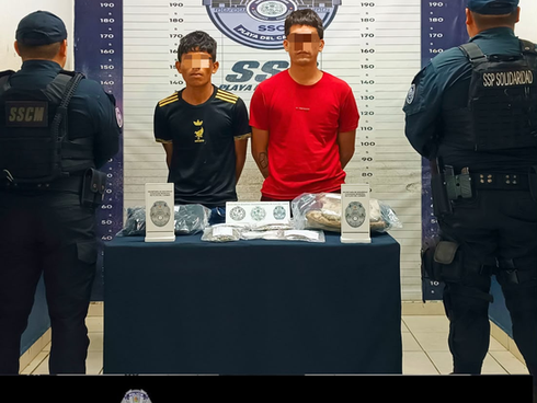Detienen a dos hombres con posibles drogas durante operativo en Villas del Sol