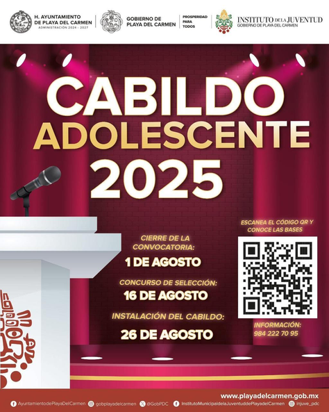 Invitan a jóvenes de Playa del Carmen a participar en el Cabildo Adolescente 2025