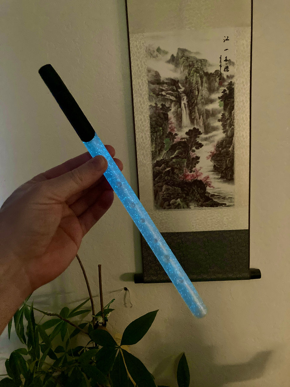 Thumbnail: Black top Blue Sparkle Glow High D River Whistle V2