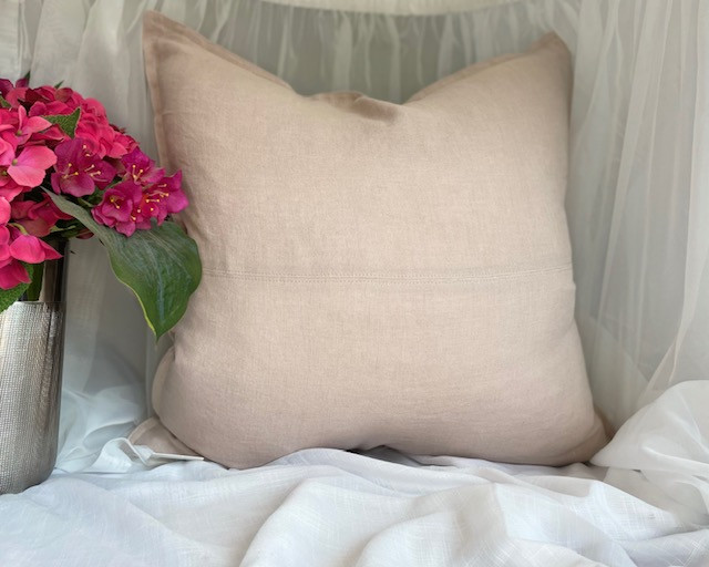 Como Panelled European Linen - Colour Blush
