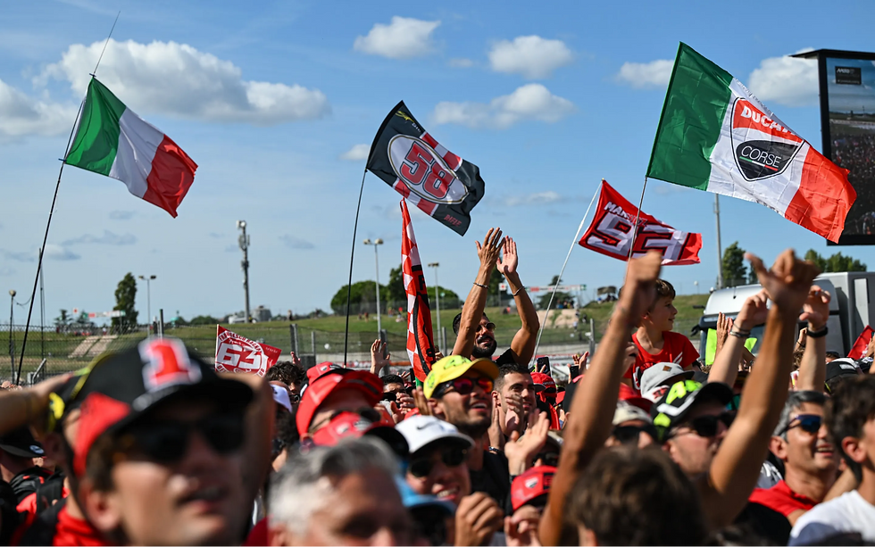 Ducati fans at the 2025 San Marino Grand Prix | Credit: MotoGP