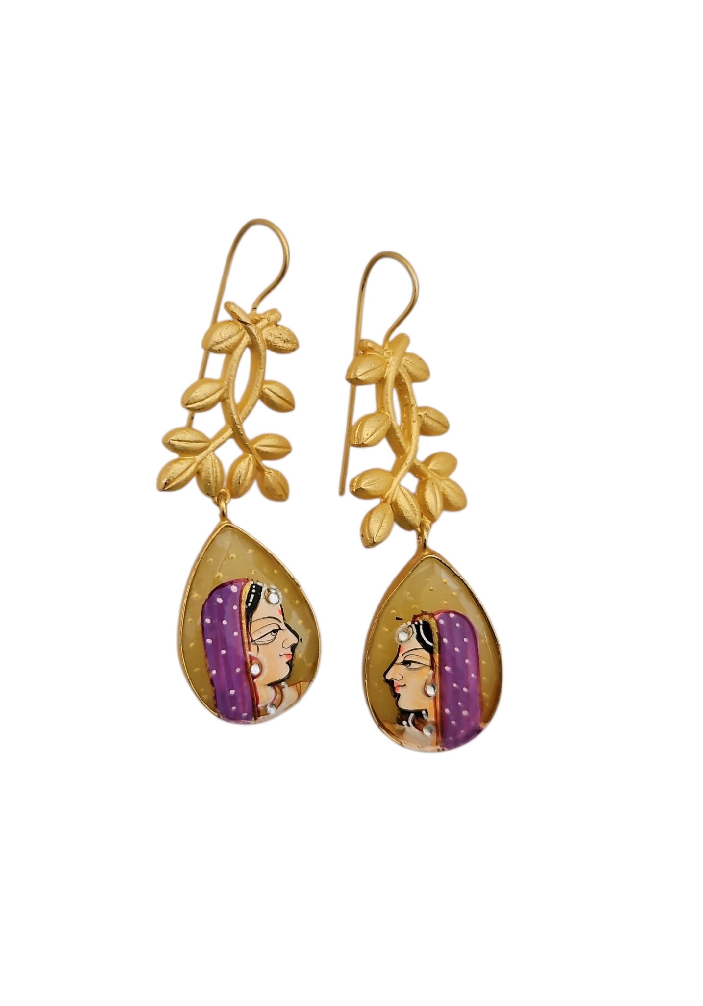 Matt Gold Jaipur Style Earrings – Hand-Painted Contemporary Ethnic earrings