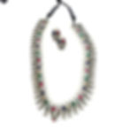 Thumbnail: German Silver Multicolour Stone Necklace Set with Earrings & Black Dori 