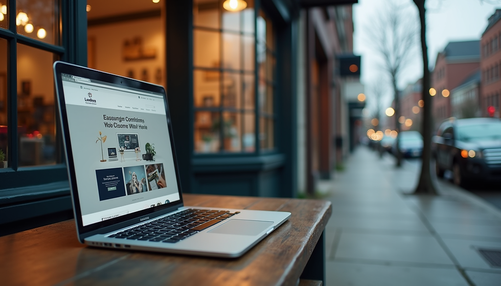 Small business web design in Central New York, showing a laptop with website layout