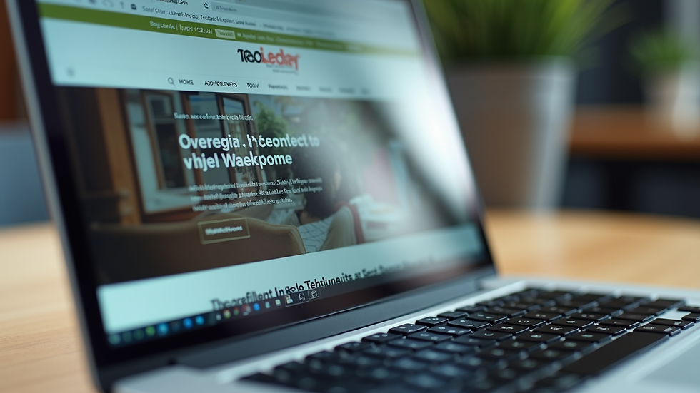 Close-up view of a laptop screen showing a local business website with location-based content