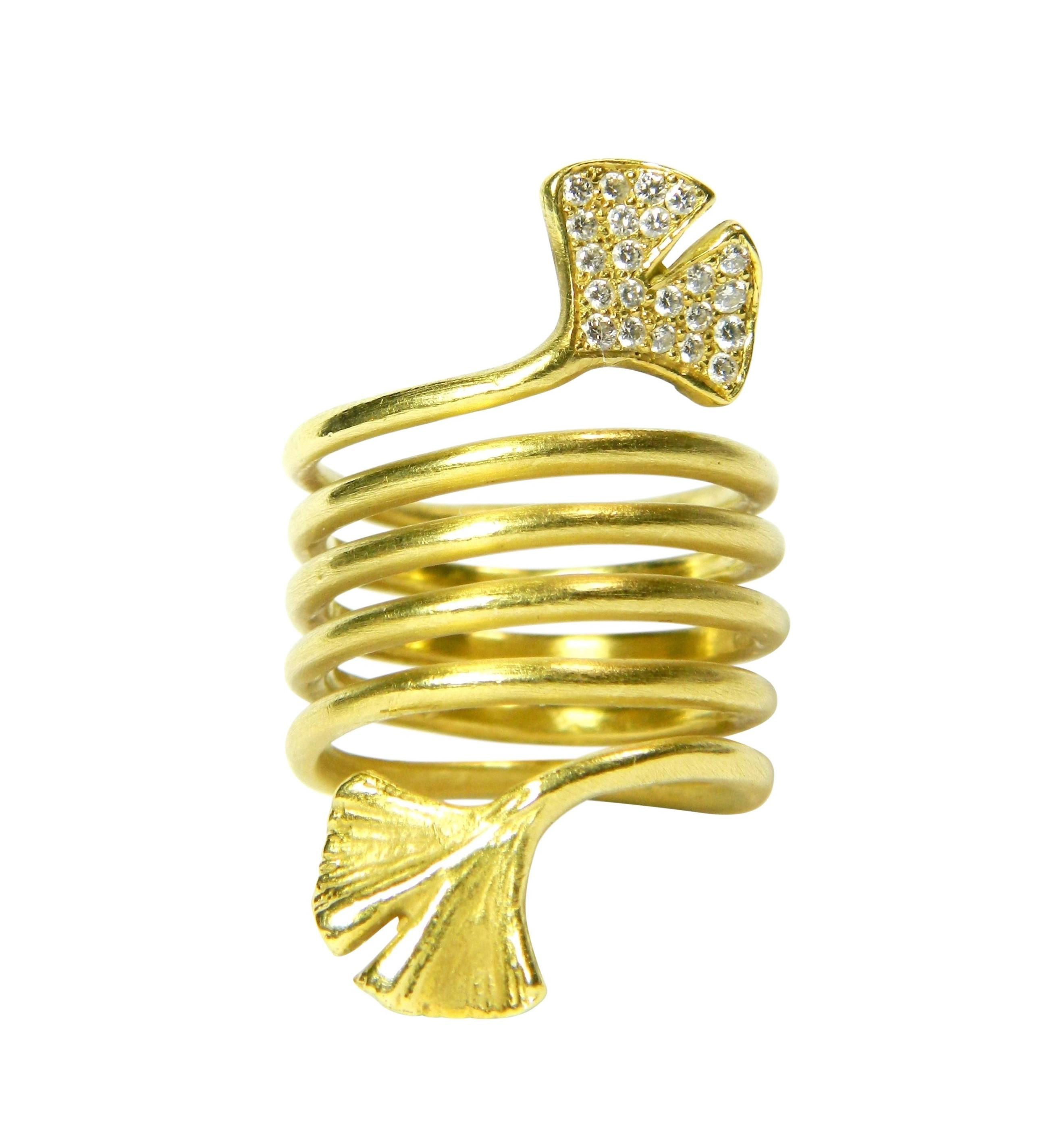 Signature spiral Ginkgo ring
