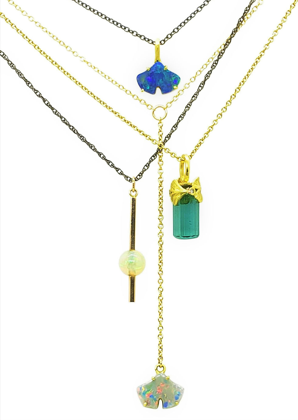 Thumbnail: Opal Ball 14K goold Stick Necklace