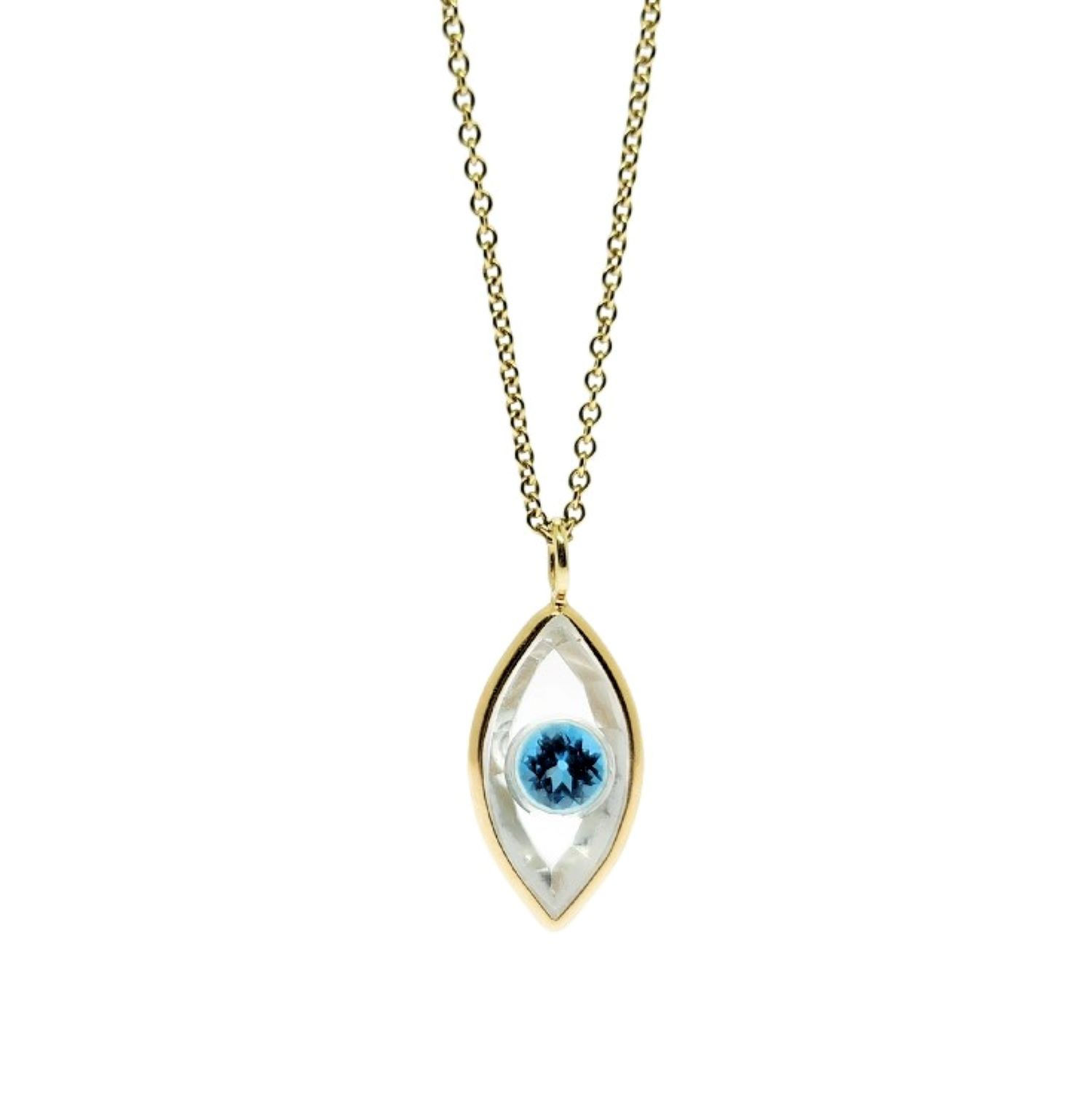 Evil Eye Protection Necklace Blue Topaz