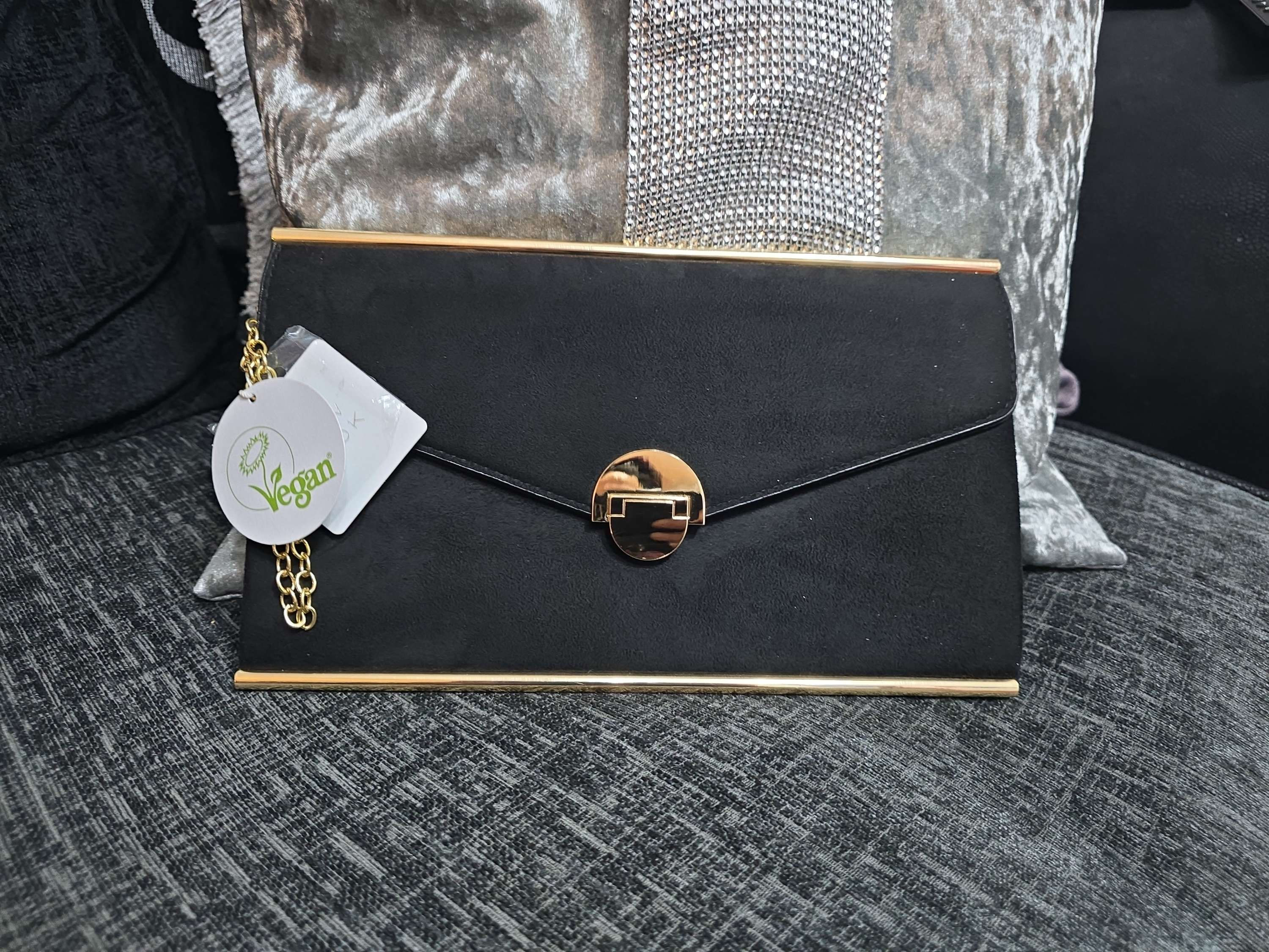 Black suede clutch bag NEW