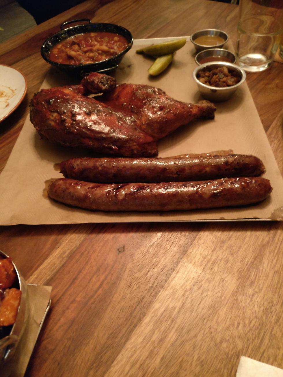 cowboy beans, chicken and chorizo
