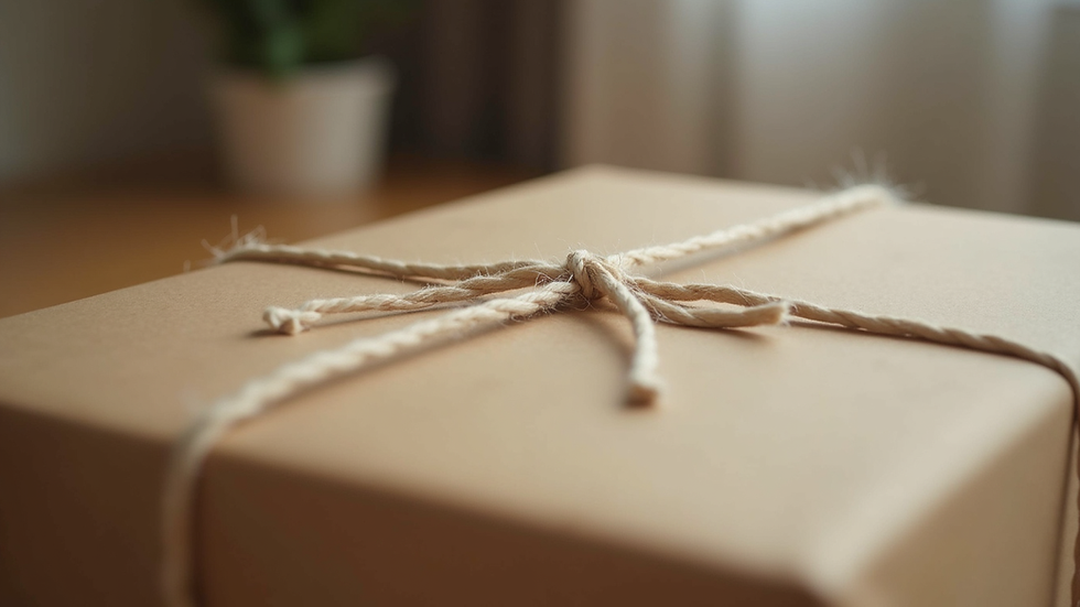 Close-up view of a secure package wrapped in plain brown paper