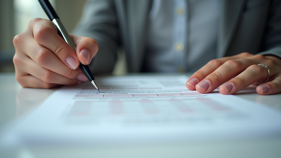 Eye-level view of a person filling out a behavioral assessment form