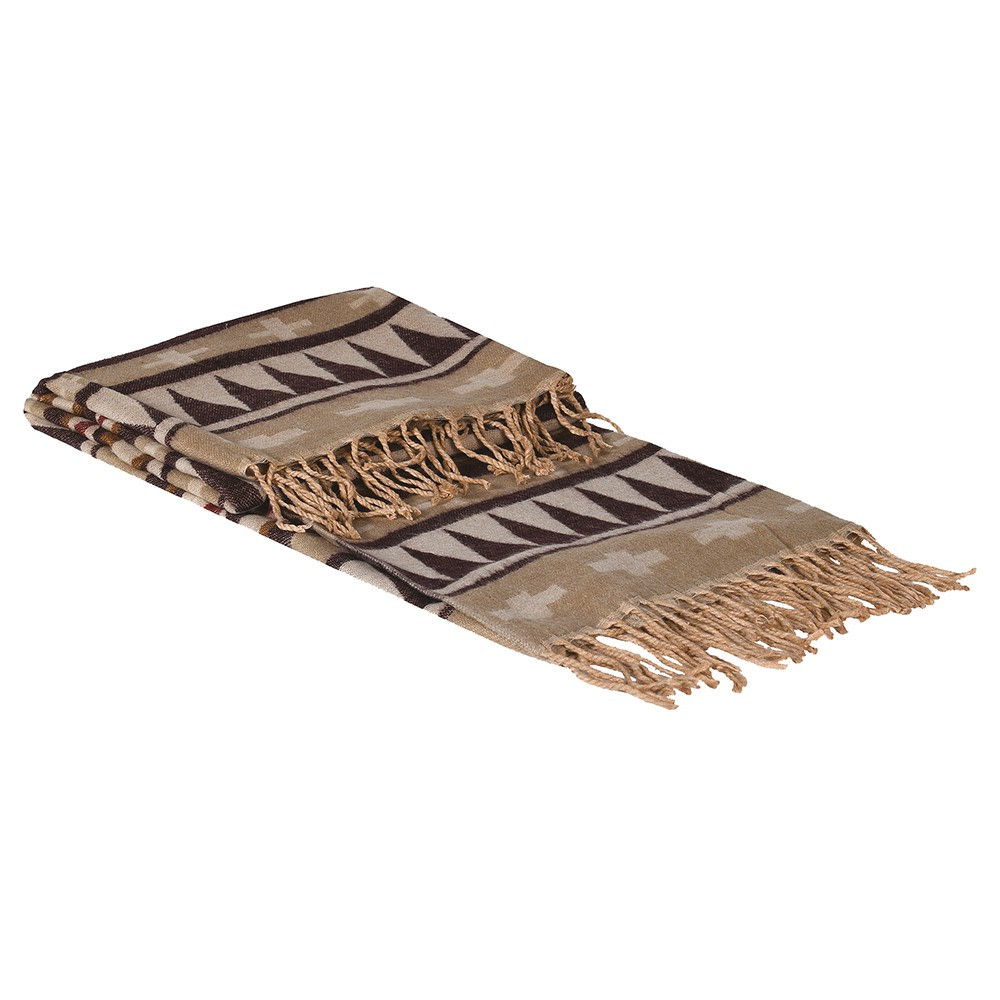 Natural Aztec Fringed Throw