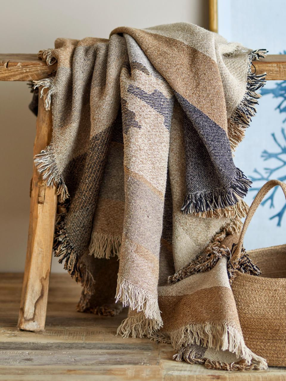 Thumbnail: Maji Throw, brown, recycled cotton