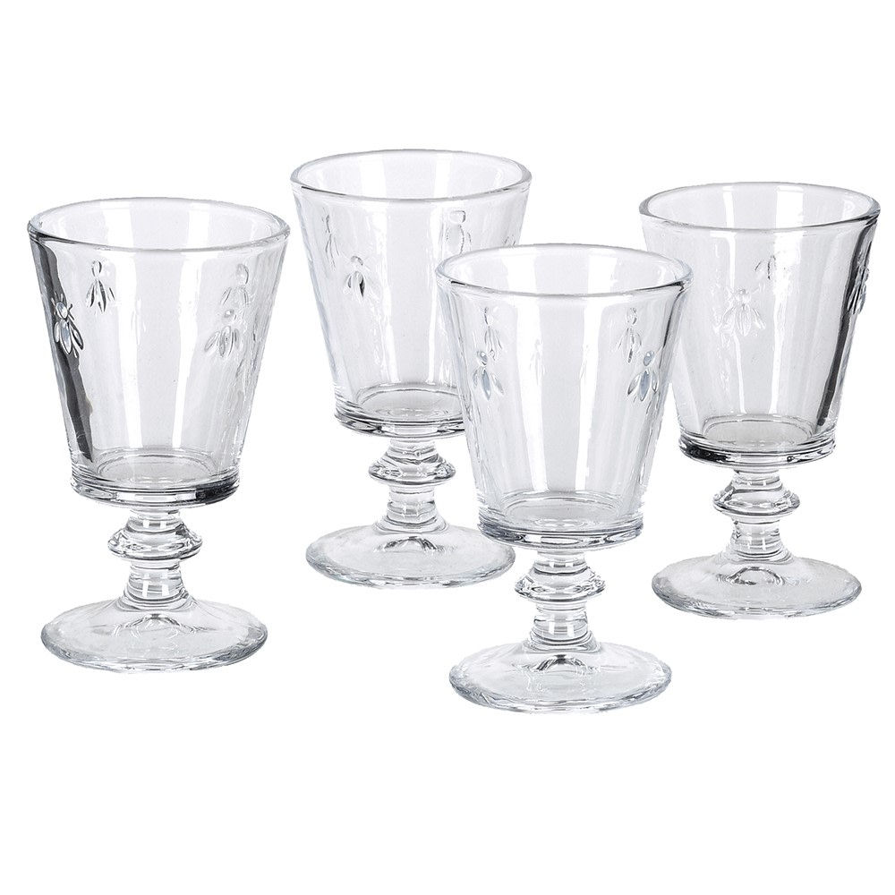 Set of 4 Glass Bee Goblets