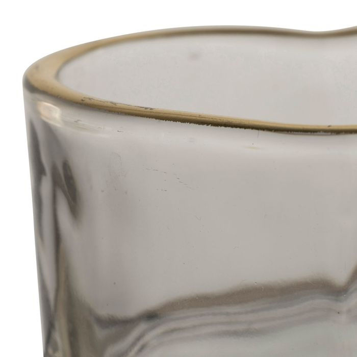 Thumbnail: Heart tea light with gold rim clear glass