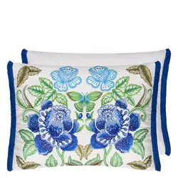 Isabella Cobalt Embroidered Linen Cushion