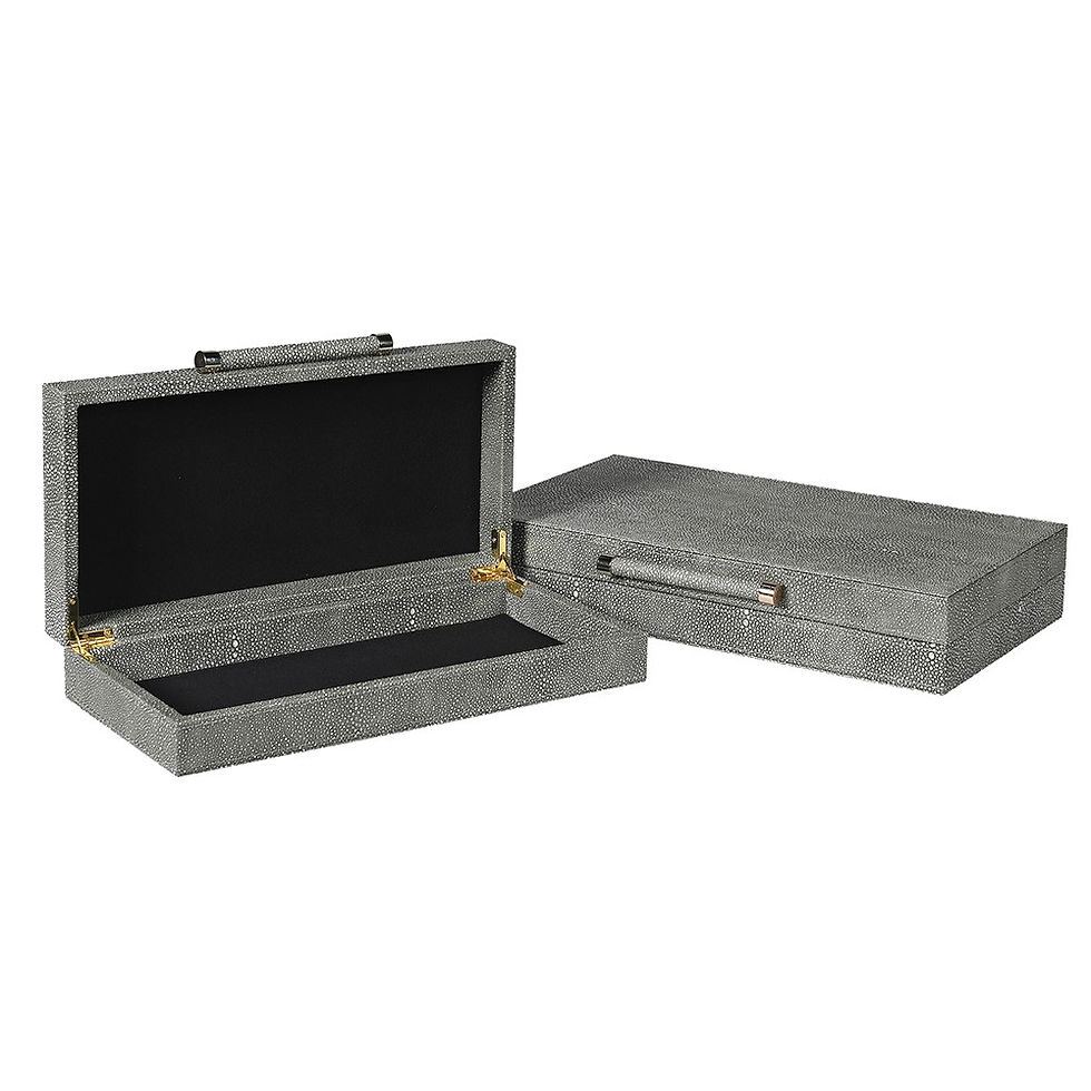 Thumbnail: Set of 2 Grey Faux Shagreen Boxes