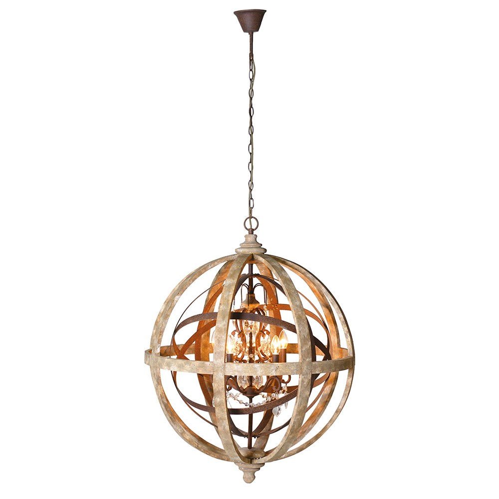 Metal Globe with Crystals Chandelier