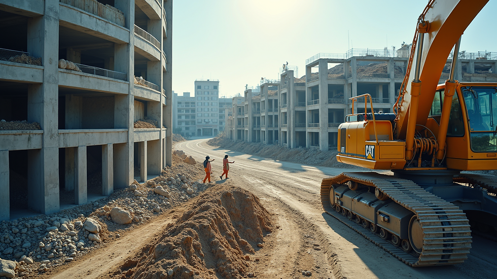 High angle view of construction site showing a progress update