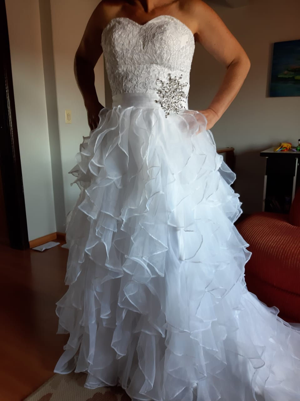 Thumbnail: Vestido de noiva princesa tomara que caia bordado prata