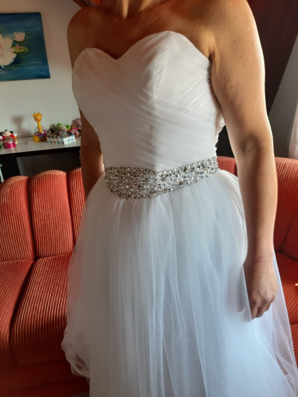 Vestido de noiva NOVO tomara que caia em tule cinto pedrarias