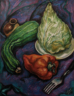 Still life with conical cabbage