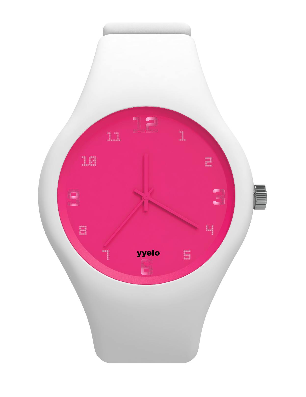 Yyelo watches, surf watch, 100m waterproof watch, White silicone strap, prink face