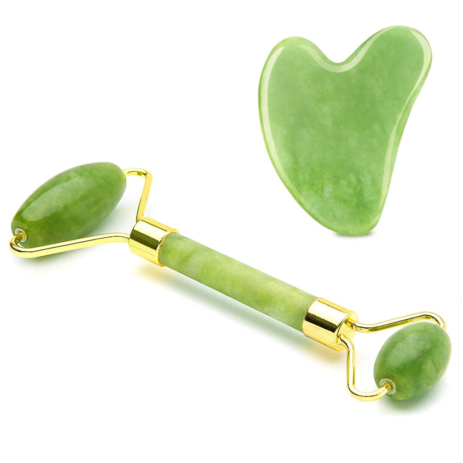 Jade Facial Massage Roller & Gua Sha Set