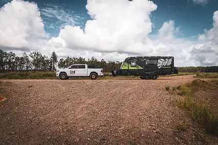 RAM 1500 towing large caravan off road
