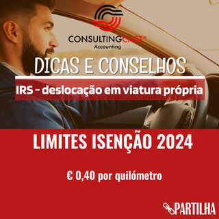 IRS - Compensação por deslocação em viatura própria para 2024