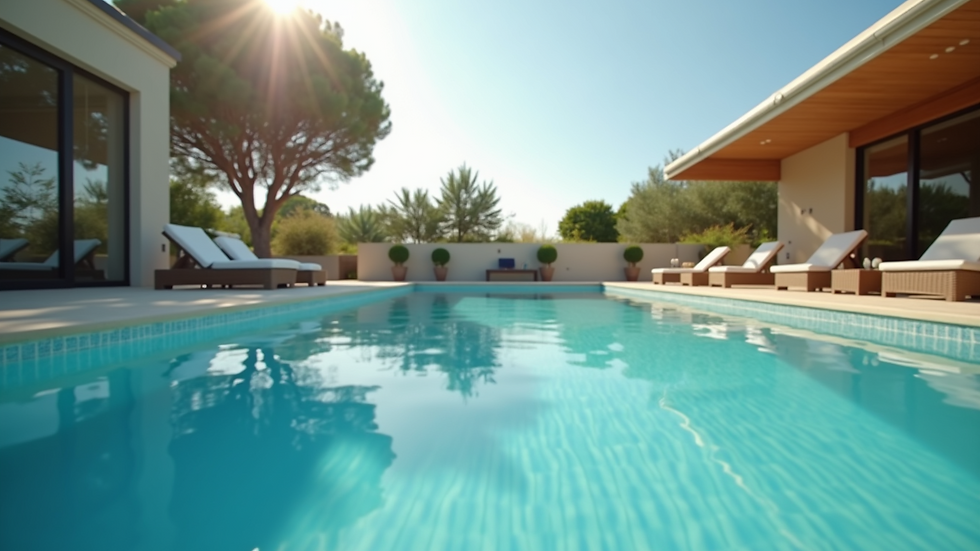 Vue d'une piscine personnalisée avec des équipements modernes