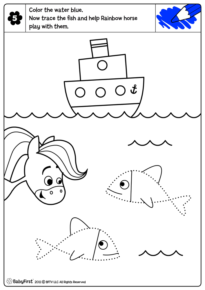 Download Rainbow Horse Coloring Pages - Blue, Orange, and Brown