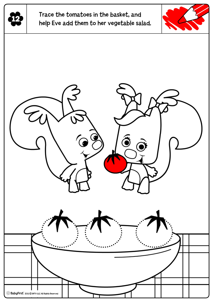 tracing and coloring vegetables free printable activity sheet