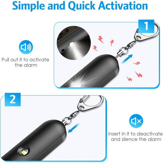 Miniature : Porte-clés d'alarme de sécurité Safesound 140 dB, double haut-parleurs, alarme d