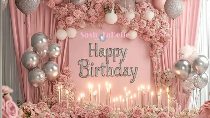 This Setting is a stunning and sophisticated theme that combines the soft, warm tones of pink with the cool, sleek shine of silver. This combination creates a delicate yet modern atmosphere, perfect for a birthday celebration that feels both elegant and contemporary. The silvery elements add a touch of glamour, while the pink tones bring softness and warmth