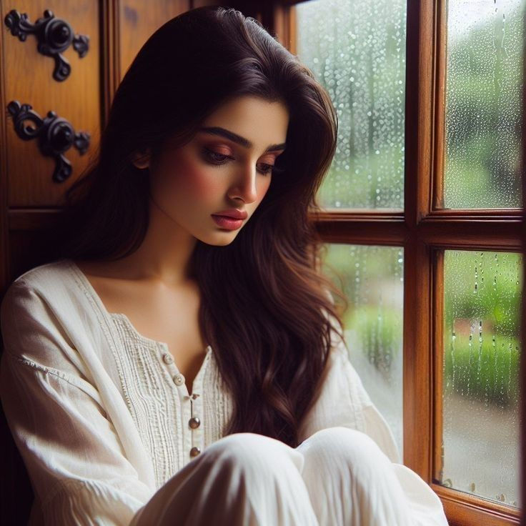 A girl looking down seeming lonely.